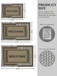 1pc Letter Print Vintage Style Polyester Fiber Rectangle Doormat Suitable For Living Room Home Use - Multicolor - View 4