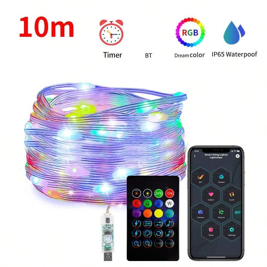 10M LED String Light Christmas Lights USB Smart Garland Fairy Festoon Home Bedroom Party Decor Remote Control