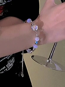 1Pc Titanium Steel Fashion Opal Starlight Bead Bracelet Unisex Fashion Bracelet Party Jewelry Gift