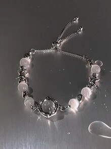 1Pc Titanium Steel Fashion Opal Starlight Bead Bracelet Unisex Fashion Bracelet Party Jewelry Gift