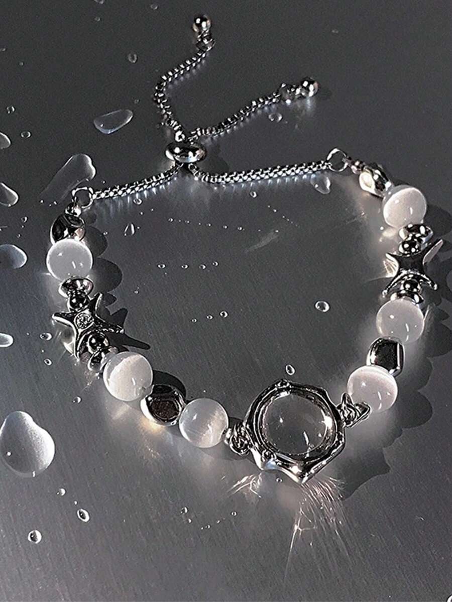 1Pc Titanium Steel Fashion Opal Starlight Bead Bracelet Unisex Fashion Bracelet Party Jewelry Gift