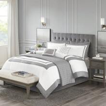 Regency Heights Old Money Aesthetic Luxury 8 Piece Bedding Comforter Set With Quilt Set Collection, All-Season Down Alternative Bedding With Matching Shams,Decorative Pillows,Luxury Home Textile For Modern Luxury Room Decor, Mother's Day Thanks Giving Gifts - Grey - View 2