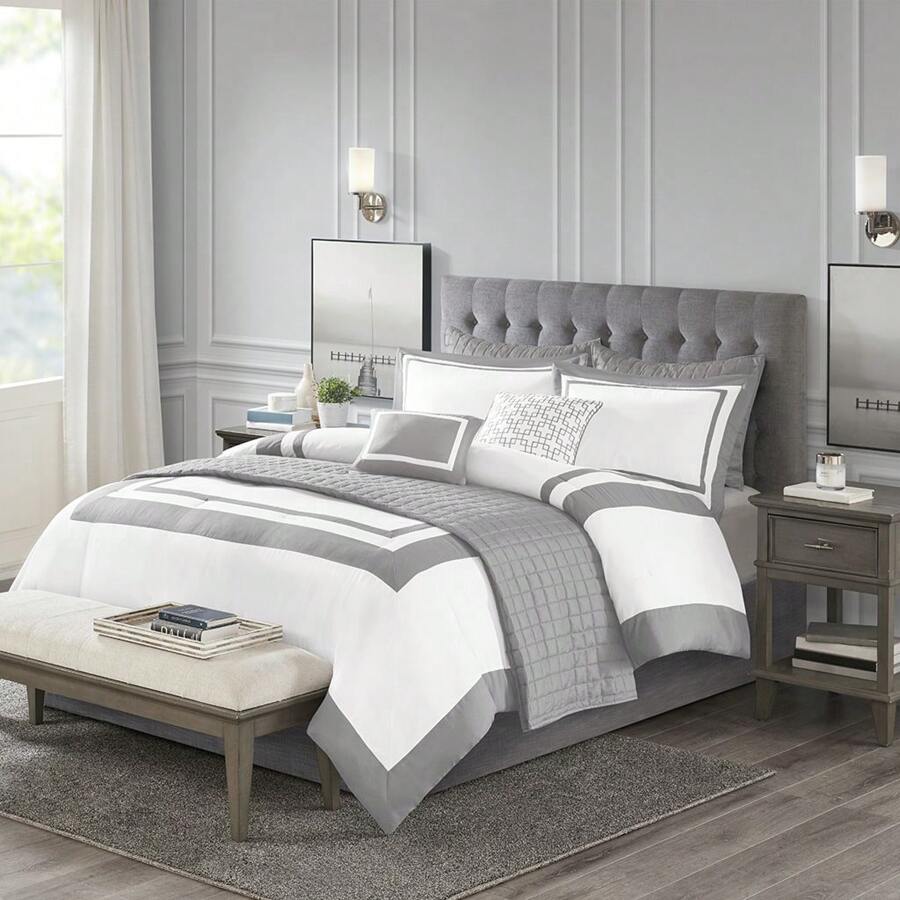 Regency Heights Old Money Aesthetic Luxury 8 Piece Bedding Comforter Set With Quilt Set Collection, All-Season Down Alternative Bedding With Matching Shams,Decorative Pillows,Luxury Home Textile For Modern Luxury Room Decor, Mother's Day Thanks Giving Gifts