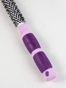 1 件小號紫色鋁管捲髮刷圓梳適用於沙龍、家居、酒店和旅行,可用於直髮和捲髮