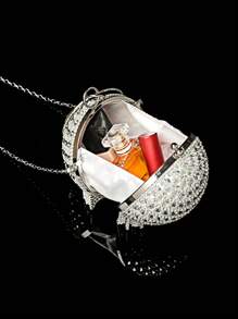 Mini Rhinestone Tassel Handheld Evening Bag, Glamorous Rhinestone Bag - Silver - View 8