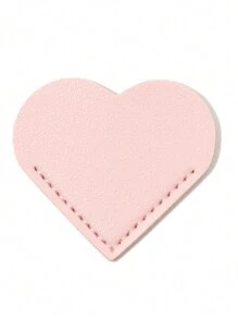 1pc Heart Shaped Bookmark Pink Creative Pu Leather Heart Design Page Clip Back To School - Pink - View 5
