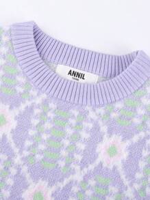 Annil Áo len nữ mặc áo khoác ngoài mùa thu đông màu thời trang giản dị Áo dệt kim đáy tươi - Màu tím - Xem 3