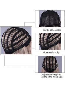 中部分頭的女式混色長卷合成髮假髮,全覆蓋式 - 薑色 - 查看 5