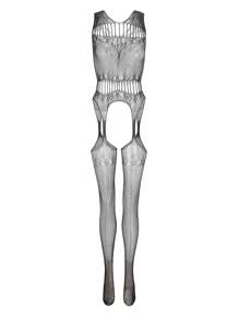 1PC Sexy Lingerie Plus Size Full Body Stocking Cut Out Hollow Out Bodystocking Without Underwear - Black - View 3