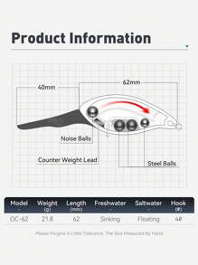 KINGDOM 鱸魚專用硬餌minnow21.8g 62mm 07號,深潛型人造餌,長嘴巴