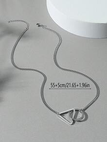 1pc Geometric Triangle & Circle Shaped Fashion Necklace For Men - Black - View 5