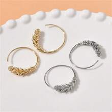 1pair Unique Design Matte Metallic Tassel Hoop Earrings For Women's Daily Wear - Gold - View 3