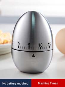 Stainless Steel Kitchen Timer Clock Cooking Reminder, With Mechanical Timing Function, For Students' Self-discipline - Silver - View 2