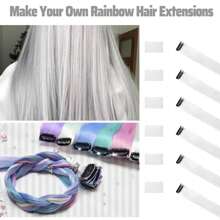 6 Piezas Extensiones De Cabello Con Clip De Colores Para Resaltar En Fiestas, 20 Pulgadas De Cabello Sintético Blanco Largo Y Recto Con Clip, Un Regalo De Halloween, Cosplay, Moda, Fiesta De Navidad Y Año Nuevo Para Mujeres, Niñas Y Niños (blanco)