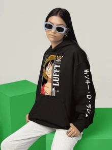 ANIME PIECE Piece Anime Straw Hat Sweatshirt MLT 2033 GEEK FLUX - 黑色 - 查看 3