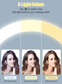 Led Storage Mirror Stand With 5x Magnifying Mirror - Pink - View 6