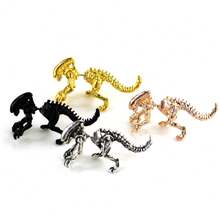 1pair Black Gothic Style Vintage Cartoon Animal Dinosaur Clip On Earrings, Suitable For Men And Women - Black - View 3