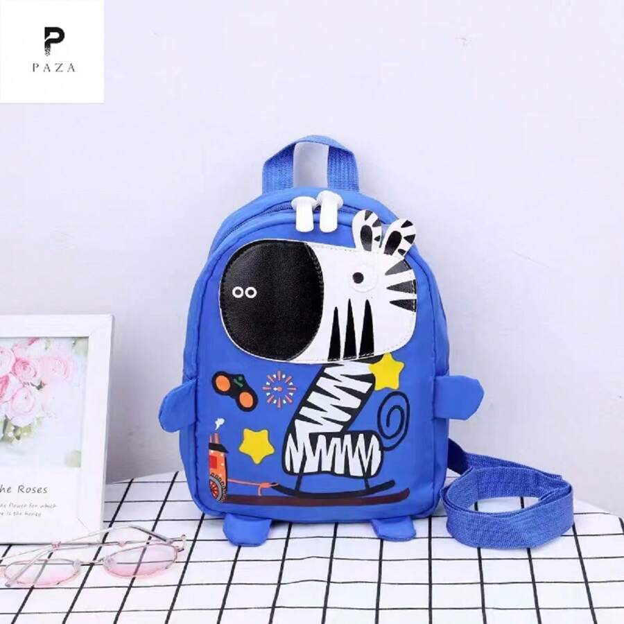 Mochila con dibujos animados de cebra con estampado.Auzl - Azul - Ver 1