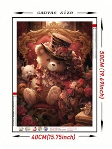 1入組40x50公分/ 15.75x19.69英寸 5d鑽石畫卡通熊玫瑰刺繡馬賽克,新品2024 Diy牆面裝飾聖誕禮物 - 彩色 - 查看 3