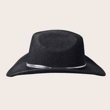 女士/男士哑光丝绸西部牛仔帽、爵士帽、复古羊毛宽边帽，配银色和 PU 皮革防风绳，欧美风格户外旅行派对帽