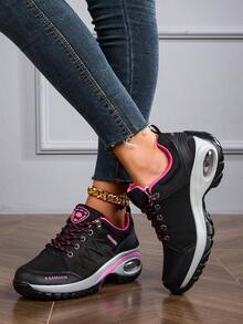 新款黑色綁帶,具有減震,耐磨,防滑,防水,厚底休閒運動鞋,非滑野外追風鞋 - 黑色 - 查看 2