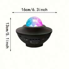 1入組星空投影夜燈,4合1星空投影燈帶附帶usb,遙控器,音樂播放器,計時器功能,可調節的彩色投影燈,適用於臥室,派對,聖誕節禮物,感恩節 - 黑色 - 查看 2