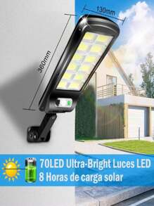 Lampara LED Solar de Alta Luminosidad para Exteriores - Focos LED Solares de Pared Resistentes a la Intemperie - Ilumina Patio, Terraza con Nuestra Lampara para Exteriores - 100% Energía Solar-a - Negro - Ver 8