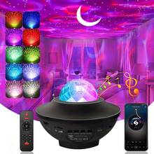 1入組星空投影夜燈,4合1星空投影燈帶附帶usb,遙控器,音樂播放器,計時器功能,可調節的彩色投影燈,適用於臥室,派對,聖誕節禮物,感恩節 - 黑色 - 查看 6