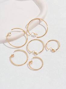 3 Paare einfache & legere metallische Creolen Clip-On Ohrringe für Frauen, vielseitiger Schmuck für Date, Urlaub, Party, Geschenkset für Neujahr & Valentinstag, Mama, Mutter, Muttertag