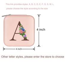 Jewelry Case Jewelry Box Jewelry Organizer, Travel Essentials/ Accessories, Ring Necklace Earring Jewelry Holder Organizer Box With Mirror, Birthday Gifts For Women Mom Grandma Initial A,B,C....., Gift For Valentine's Day - Pink - View 2
