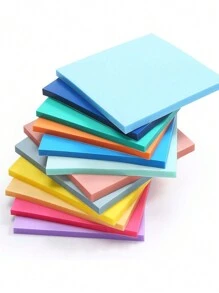 2pks 100pcs/Pk Random Color Transparent Sticky Notes, Square Shaped Memo Pads For Office & Study Back To School