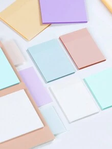 2pks 100pcs/Pk Random Color Transparent Sticky Notes, Square Shaped Memo Pads For Office & Study Back To School
