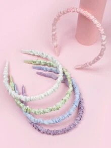 5入組女孩春/夏新風格鄉村風格花紋布製褶皺發帶,可愛布質頭帶 - 彩色 - 查看 5