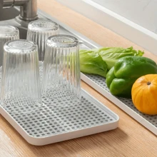 2pcs Kitchen Dish Drainer With Drip Tray, Double-layered Multi-functional Rectangle Tea And Fruit Tray Drain Rack - White - View 2
