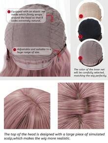 alicegarden 1 件合成耐热、粉色假发刘海短波浪假发，10 英寸长，由纤维制成，时尚假发，自然逼真的假发（不包括配件）