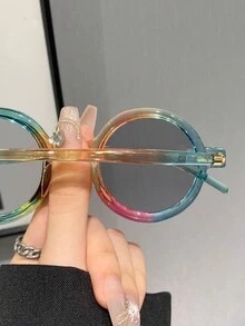 1入組女士時尚圓形眼鏡框,適用於裝飾、設計、戶外活動和旅行