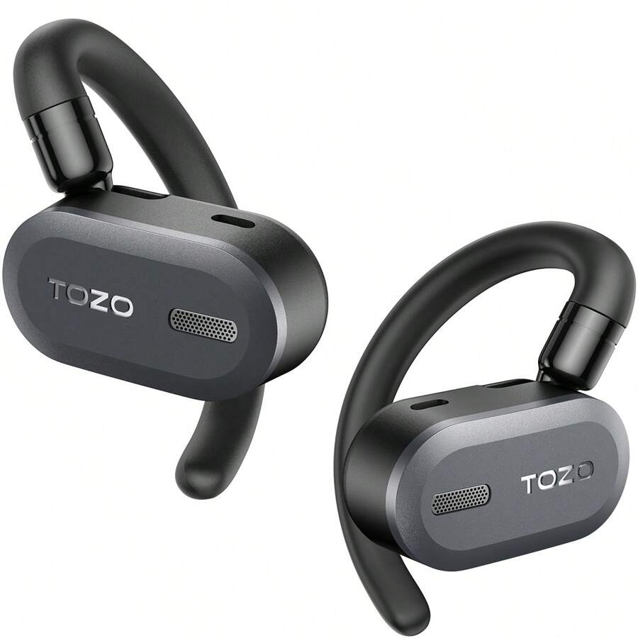 TOZO Open Buds Lightweight True Wireless Earbuds With Multi-Angle Adjustment, Bluetooth 5.3 Headphones With Open Ear Dual-Axis Design For Long-Lasting Comfort, Crystal-Clear Calls For Driving, Black - 黑色 - 查看 1
