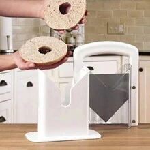 Kitchen Bagel Slicer Stainless Steel Manual Muffins Bun Rolls Cutter Bread Slicing Machine Baking Pastry Kitchen Tools - White - View 3