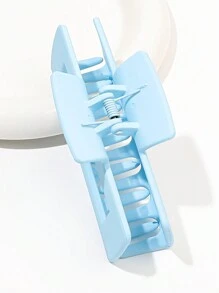 1個粉彩藍色極簡霧面方形髮卡，10.5厘米大尺寸髮飾，適合厚髮的女性平時使用 - 淺藍色 - 查看 2