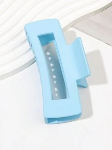 1個粉彩藍色極簡霧面方形髮卡，10.5厘米大尺寸髮飾，適合厚髮的女性平時使用 - 淺藍色 - 查看 1