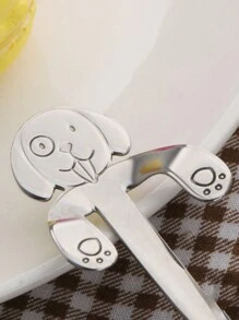 1pc Stainless Steel Cute Dog Coffee Spoon Candy Dessert Teaspoon Kitchen Tableware School Supplies Back To School