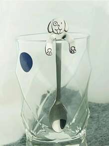 1pc Stainless Steel Cute Dog Coffee Spoon Candy Dessert Teaspoon Kitchen Tableware School Supplies Back To School