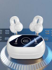 Auricular Inalámbrico G141 Con Conducción Ósea, Sonido Envolvente Y Pantalla Digital, Diseño Con Clips De Oreja - Blanco - Ver 3