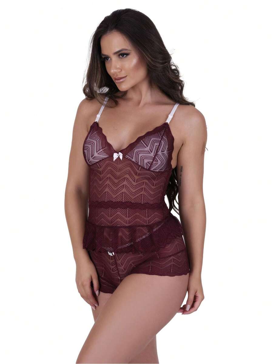 Women Sexy Lingerie Sets - Màu Đỏ Sâu - Xem 1