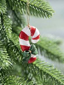 1入紅色拐杖糖樹脂飾品,適用於聖誕樹裝飾、房間裝飾和聖誕派對裝飾 - 彩色 - 查看 1