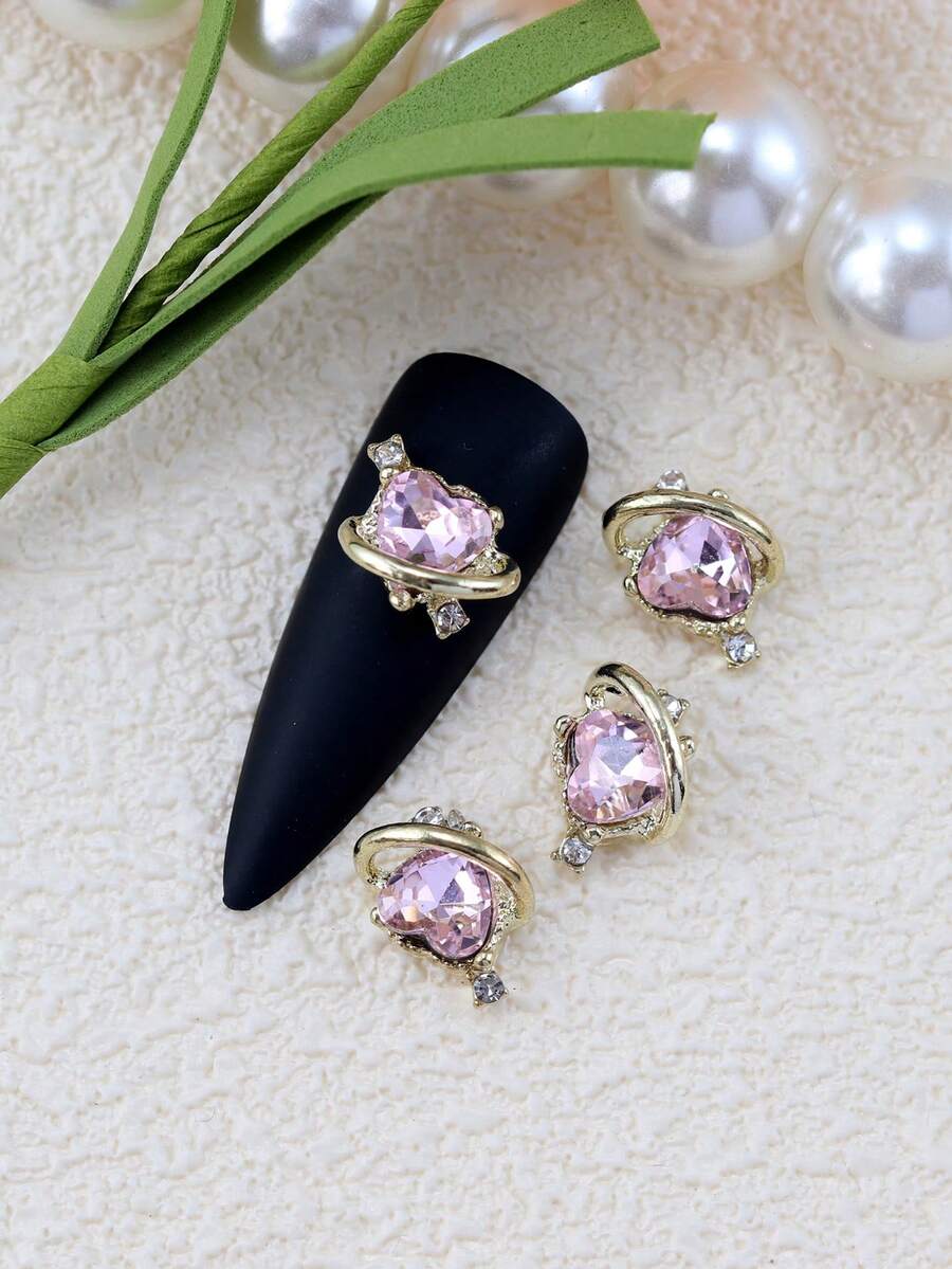 10 件/包日韩风格美甲合金装饰，甜心和水钻设计