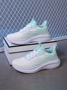2023年女款運動鞋,秋季白色,戶外防滑,透氣網眼布,休閒,綁帶,時尚,跑步鞋 - 綠色 - 查看 1