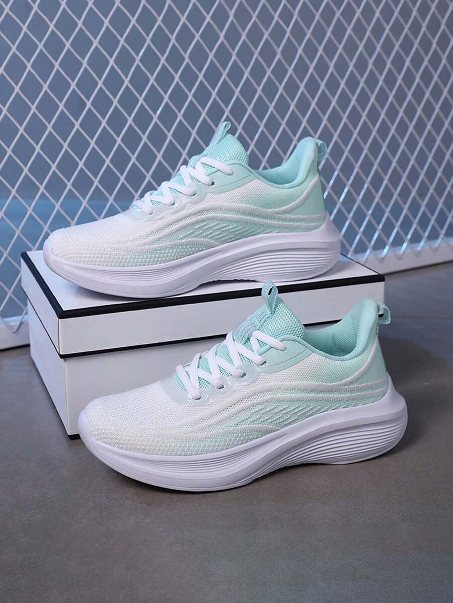 2023年女款運動鞋,秋季白色,戶外防滑,透氣網眼布,休閒,綁帶,時尚,跑步鞋 - 綠色 - 查看 1