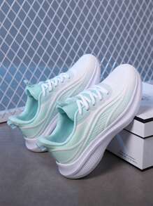 2023年女款運動鞋,秋季白色,戶外防滑,透氣網眼布,休閒,綁帶,時尚,跑步鞋 - 綠色 - 查看 3