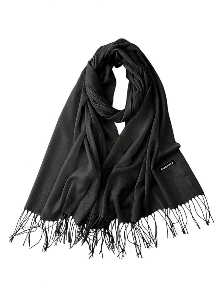 Bluelander Thick Winter Pashmina With Tassels, Windproof, And Fully Adjustable - Black - View 1